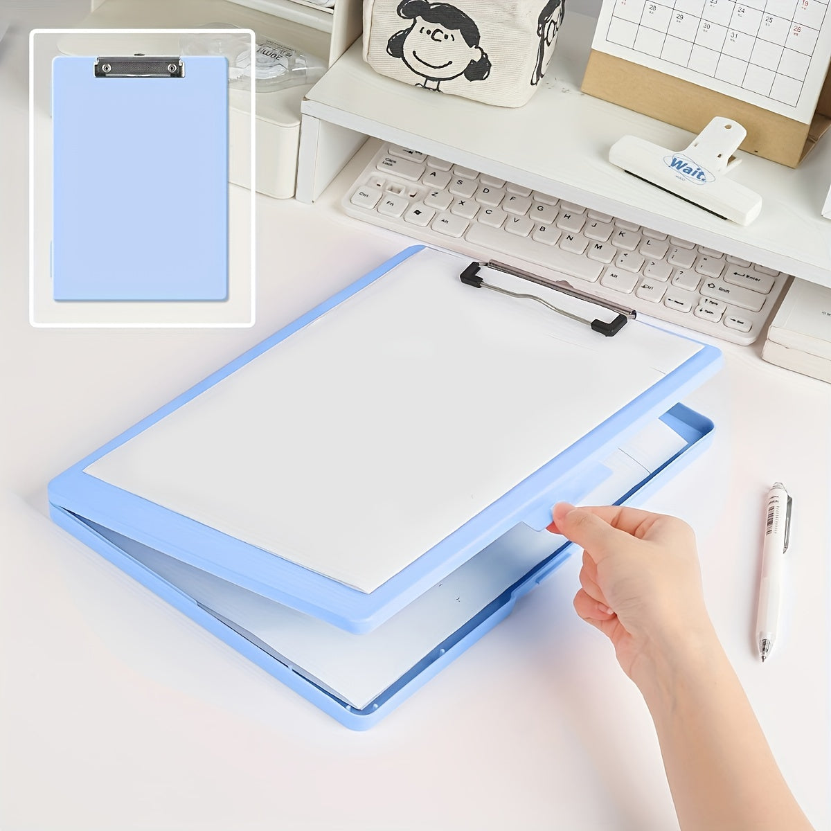 2in1 File Clipboard Storage Box Transparent Organizer Waterproof