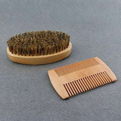 Beard Brush Comb Set Bristle Wooden Comb Facial Styling Grooming