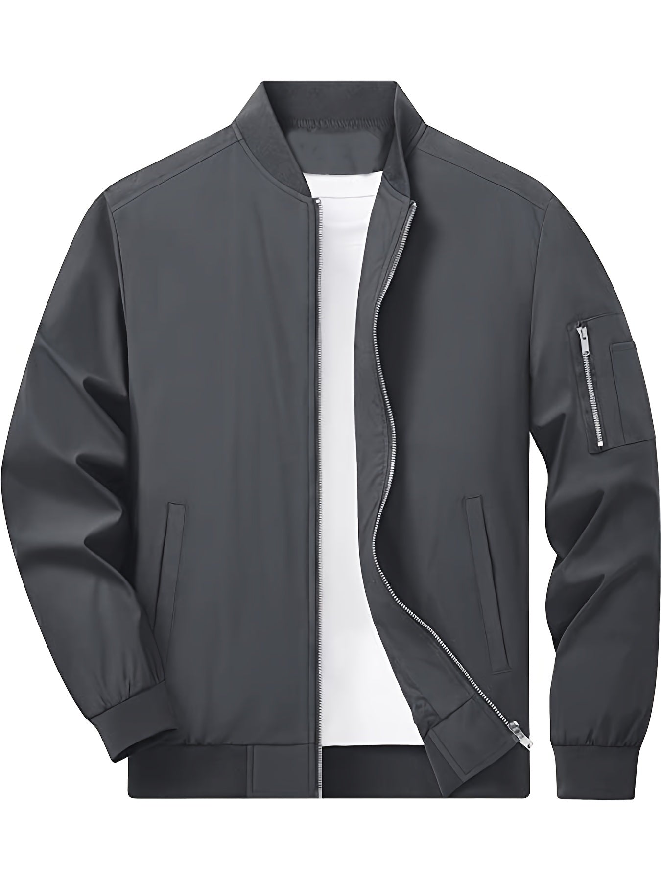 Men's Casual Crew Neck Long Sleeves Jacket Lightweight Windbreaker