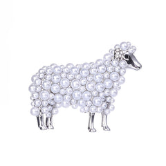 Men's Sheep Faux Pearl Brooch Unisex Animal Pattern Element Brooch