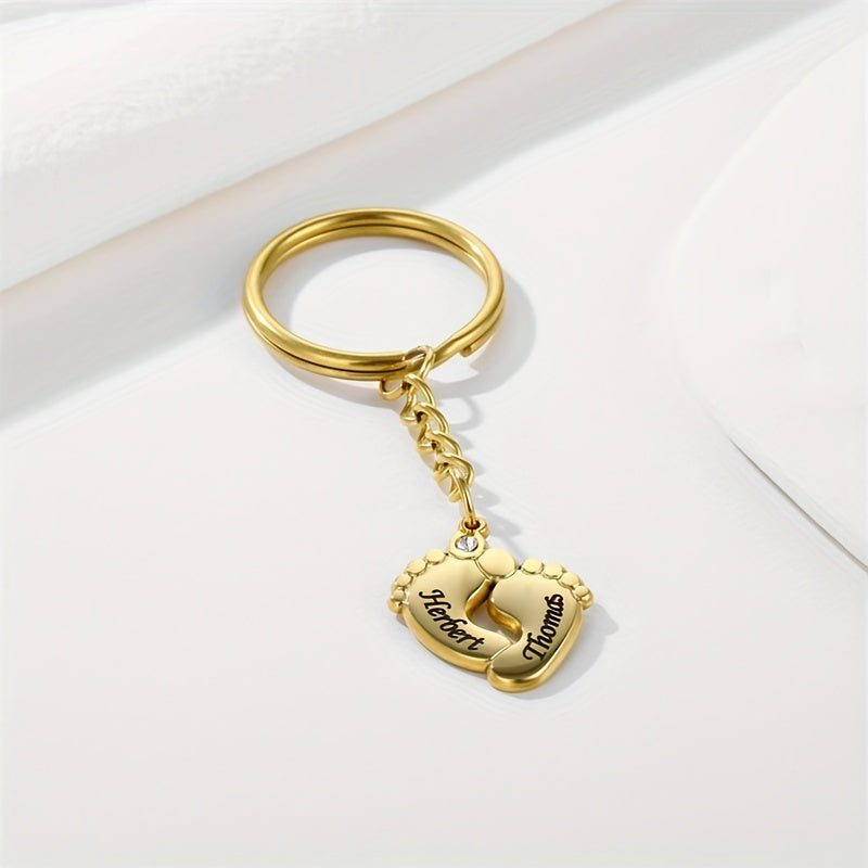 Customized Letter Foot Pendant Keychain Engraved Name Jewelry