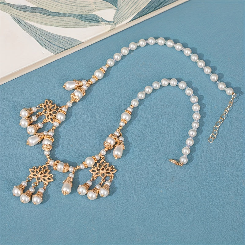 Faux Pearl Beaded Necklace With Pendant Cheongsam Accessories Chinese Style