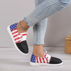 Women's Star & Striped Canvas Shoes Casual Lace Up Sneakers