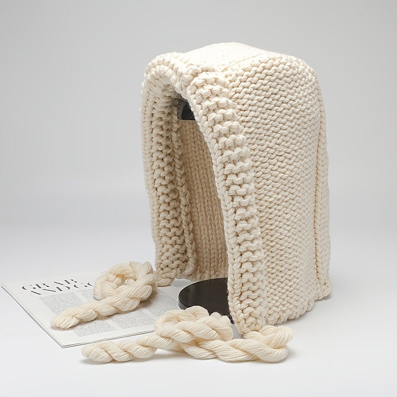 Women's Winter Hat Knitted Braided Hoodie, Valentine's Day Gift