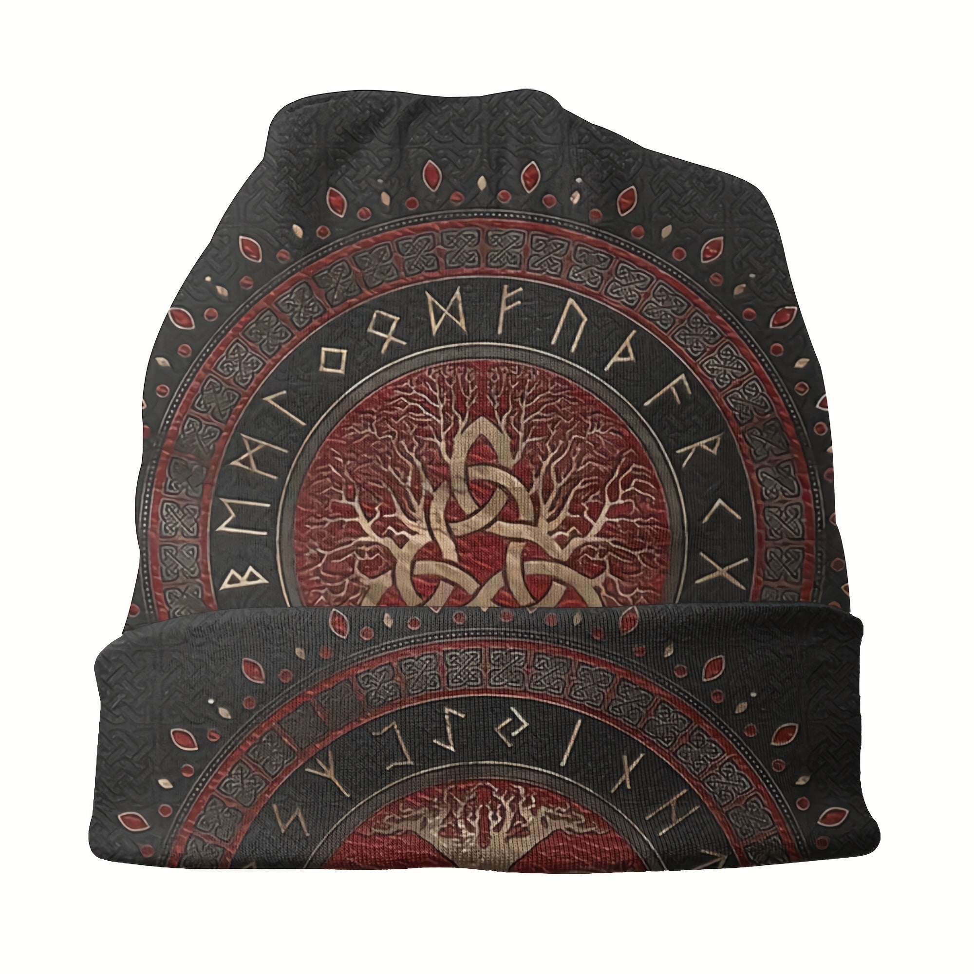 Viking Style Thin Beanie Hats Vegvisir Tree Of Life Pattern Ski Cap
