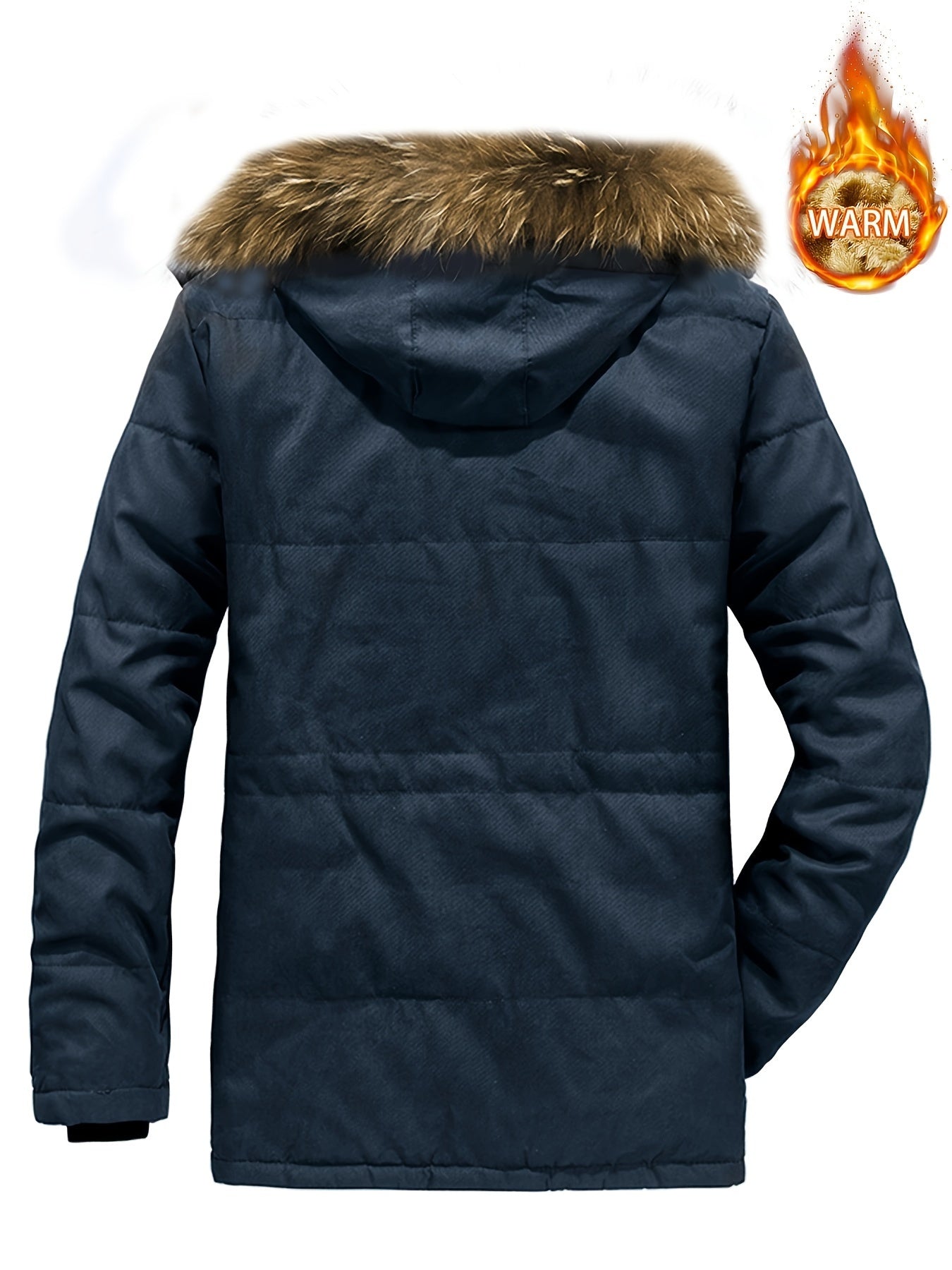 Men's Hooded Fleece Jacket Windproof Warm Retro Style