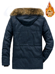Men's Hooded Fleece Jacket Windproof Warm Retro Style