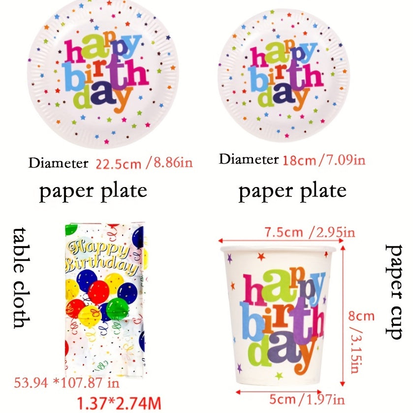 Colorful Balloon Party Tableware Set for Birthday Party Camping Picnic