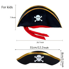 2pcs Kids Pirate Hat Caribbean Pirate Captain Hat Pirate Costume Accessories
