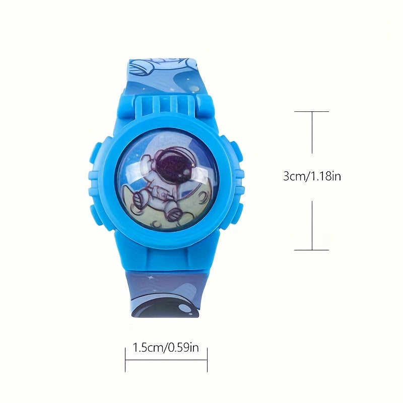 Cartoon Astronaut Kids Electronic Watch with Rotating Cover