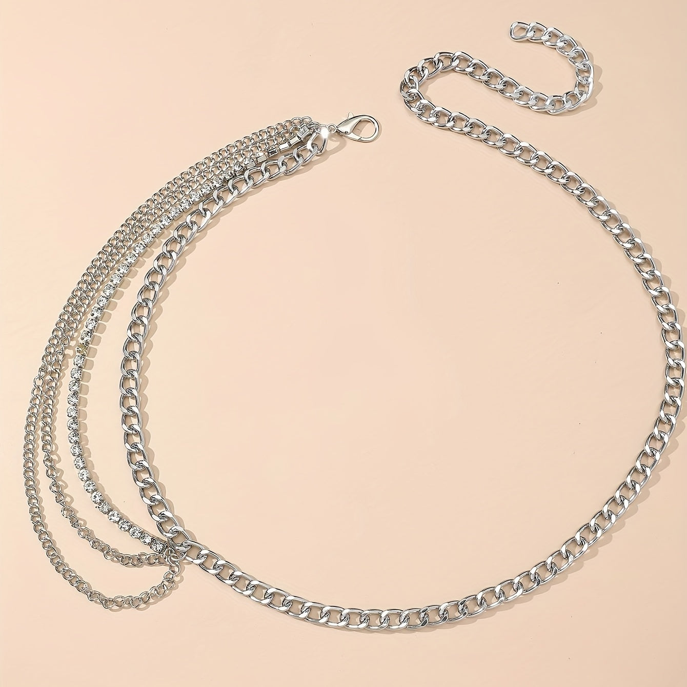 Silvery Layered Metal Waist Chain Hip Hop Metal Chain Belt Dress Girdle