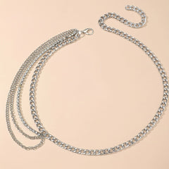 Silvery Layered Metal Waist Chain Hip Hop Metal Chain Belt Dress Girdle
