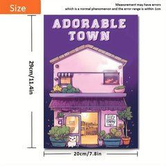 Charming Town Coloring Book 22 Pages Stress Relief Art Adults Teens