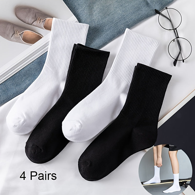 4 pairs Women's Essential & Cotton Blend Mid Tube Socks Pack