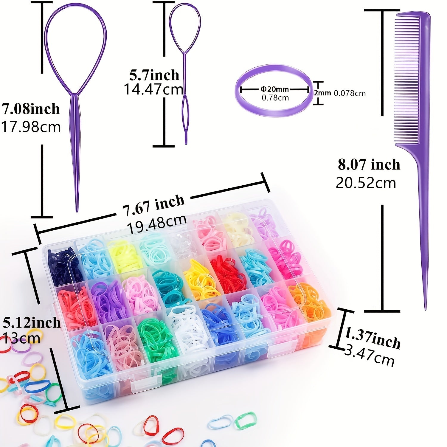 24 Colors Hair Styling Tools Set Elastic Ponytail Holder Hair Accessories