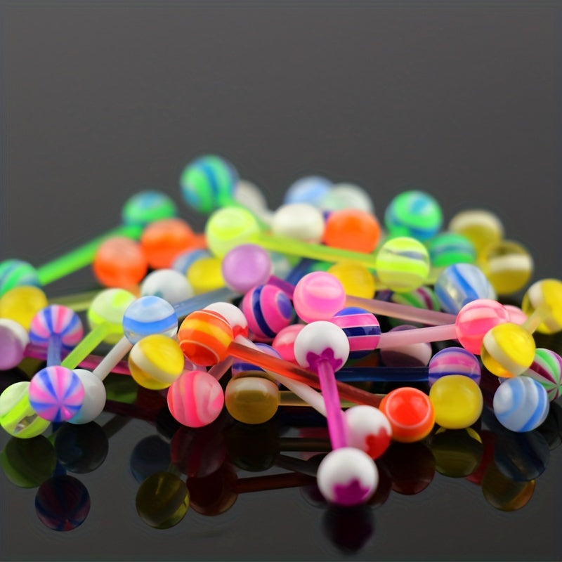 10pcs Colorful Acrylic Ball Tongue Barbell Stud Nipple Ring Tragus