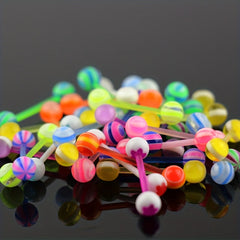 10pcs Colorful Acrylic Ball Tongue Barbell Stud Nipple Ring Tragus