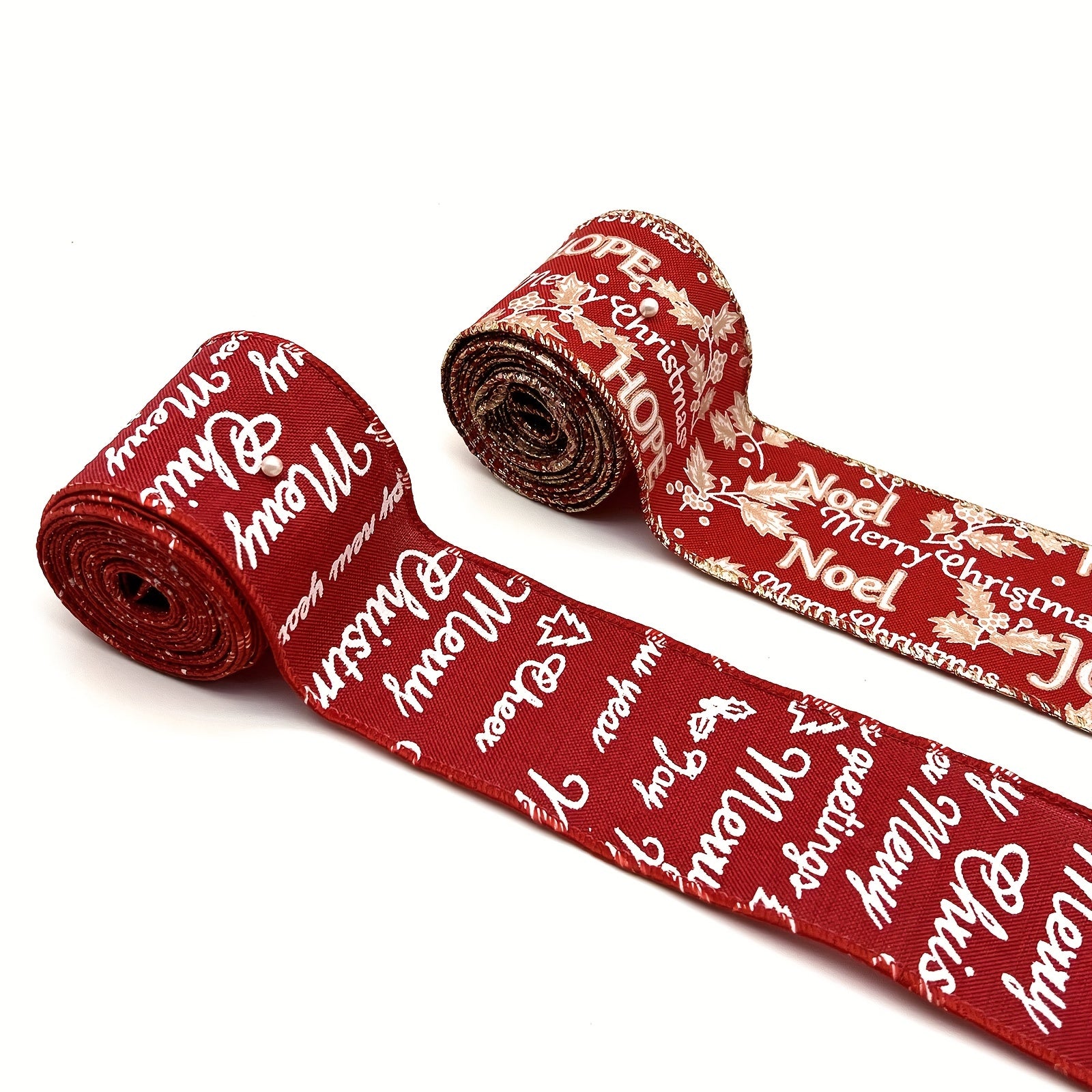Christmas Wired Edge Ribbon Red Ribbon Merry Letter Ribbon For Gi