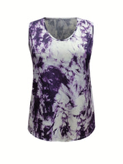 Women's Plus Tie Dye V Neck Tank Top