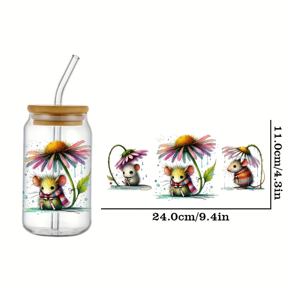 4pcs UV DTF Stickers Set for 16oz Glasses and Coffee Cups