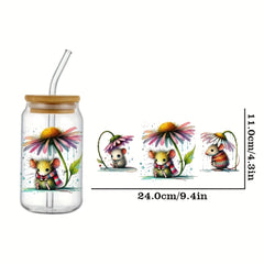 4pcs UV DTF Stickers Set for 16oz Glasses and Coffee Cups