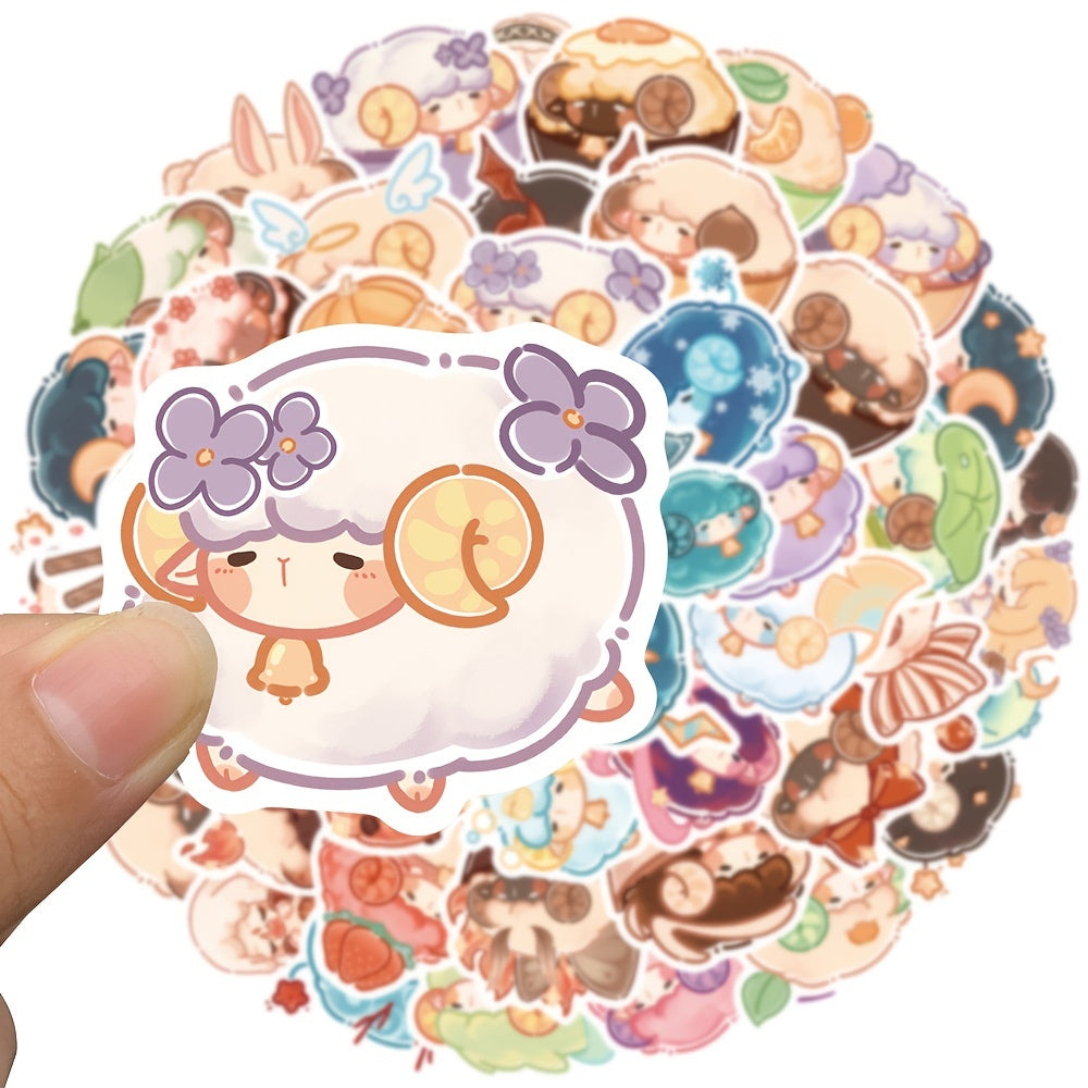 50 Colorful Sheep Graffiti Stickers for Notebooks Guitars Toys
