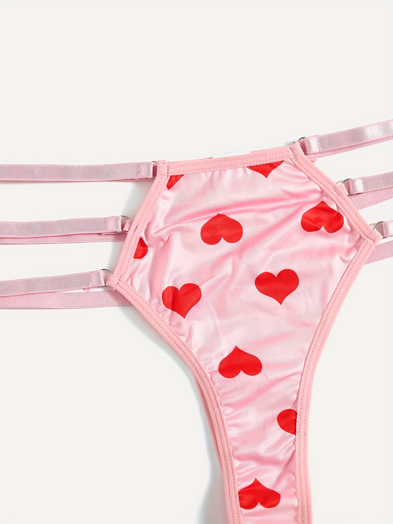  Sexy Brief Women's Plus Heart Print Cut Out Low Waisted Seamless Bikin