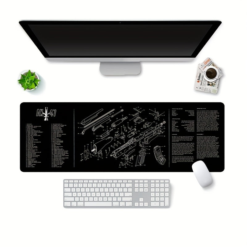 Large Desk Protector Mat with Toy Weapon Disassembly Map Print