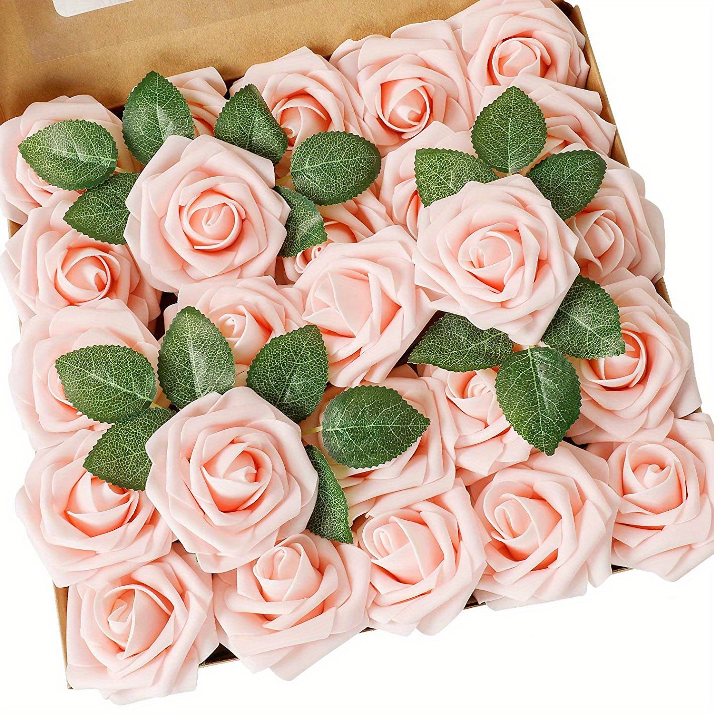 25pcs Blush Artificial Roses for DIY Party Wedding & Mother's Arrangements