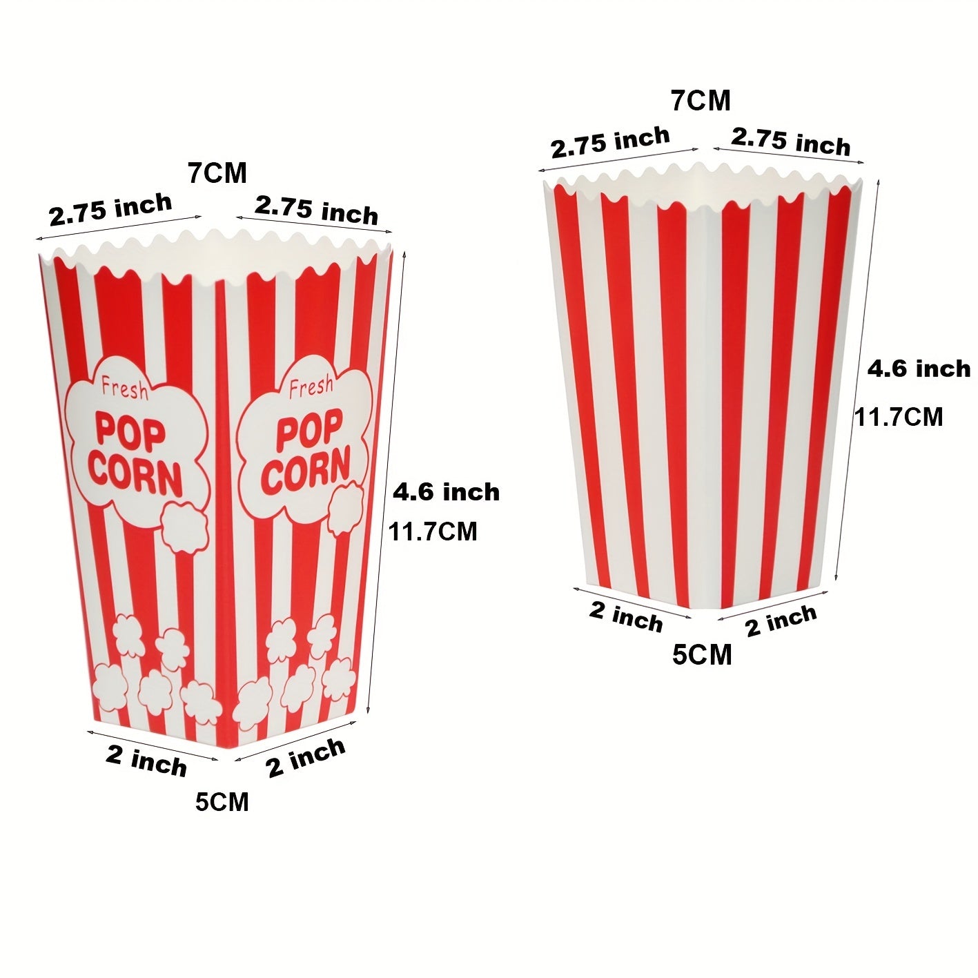 100 Disposable Red Popcorn Boxes 2 27oz Movie Theater Home Carnival Party Decor