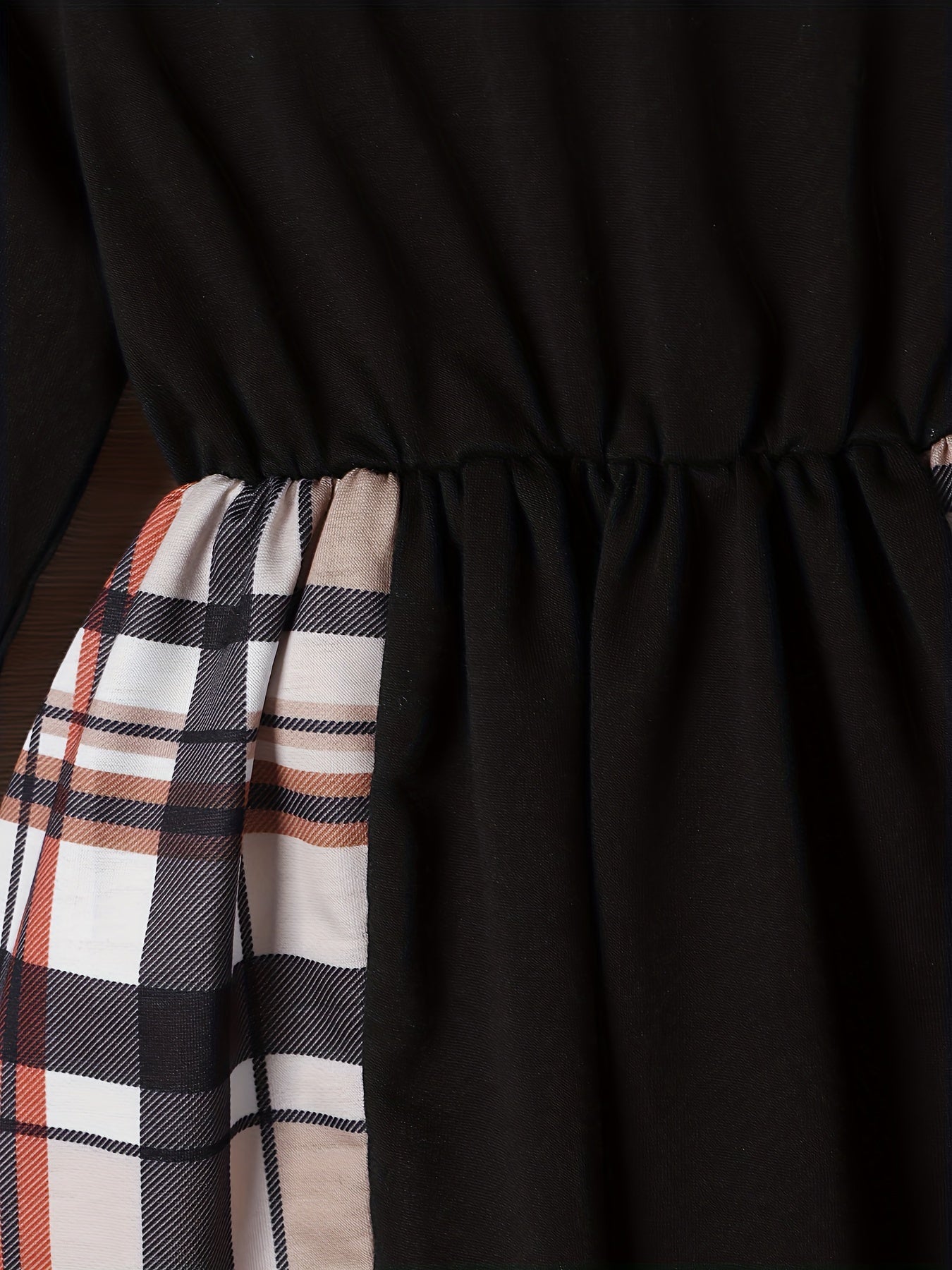 Girls Plaid Print Long Sleeve Pullover Sweatshirt Dress