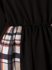 Girls Plaid Print Long Sleeve Pullover Sweatshirt Dress