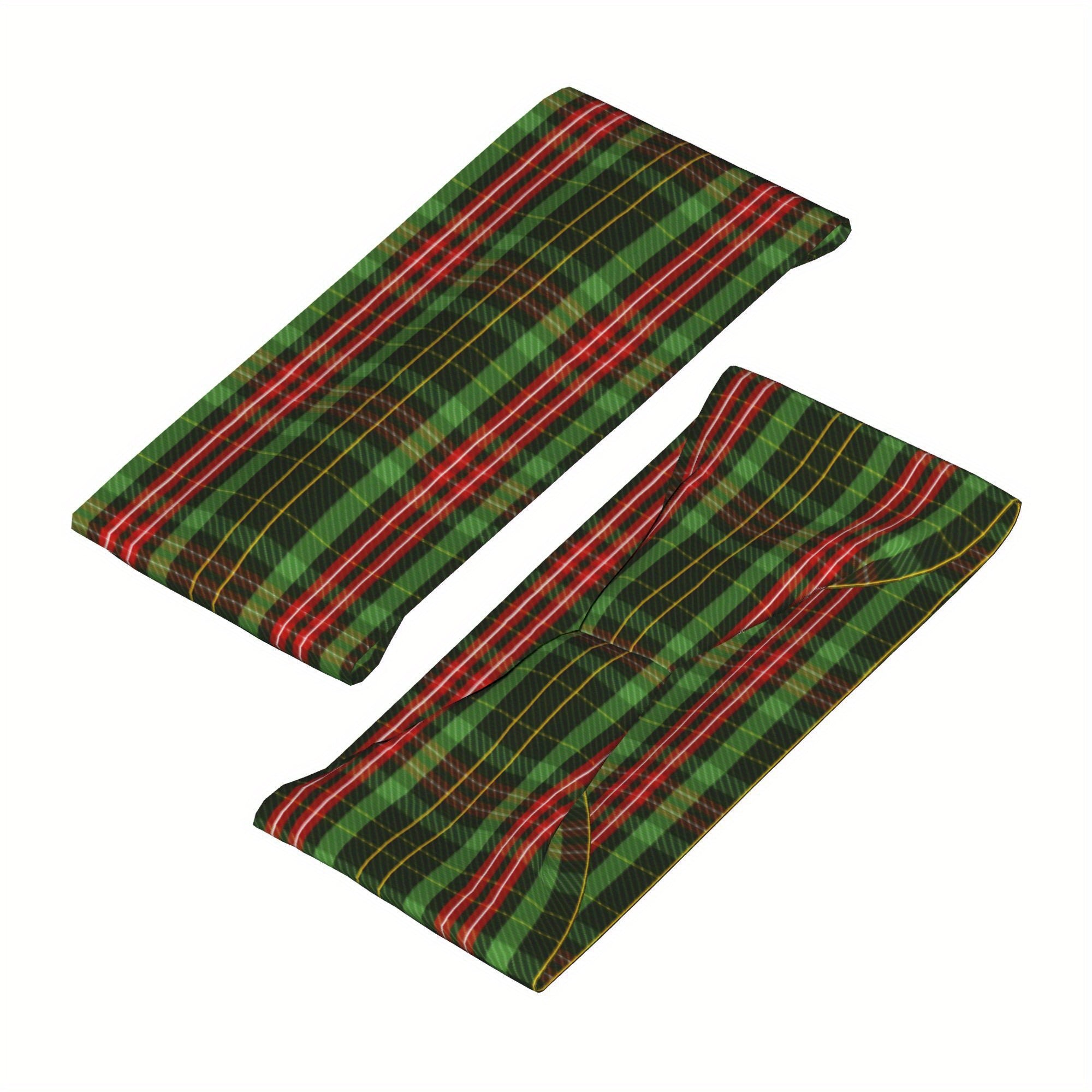 Vintage Plaid Headband Green Yellow Red Checkered Polyester Blend Adjustable