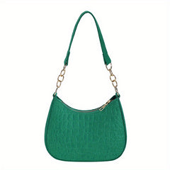 Stone Pattern Underarm Bag Fabric Textured Zipper Purse