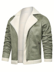 Men's Slim Suede Jacket with Fur