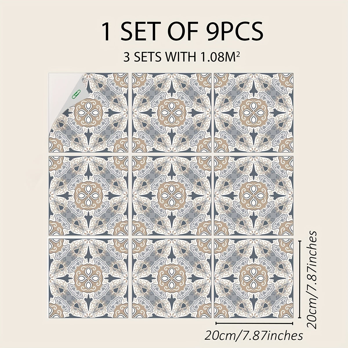 9pcs Bohemian Style Matte Waterproof Stickers Easy To Paste & Remove