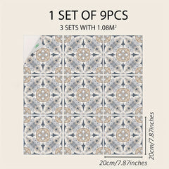9pcs Bohemian Style Matte Waterproof Stickers Easy To Paste & Remove