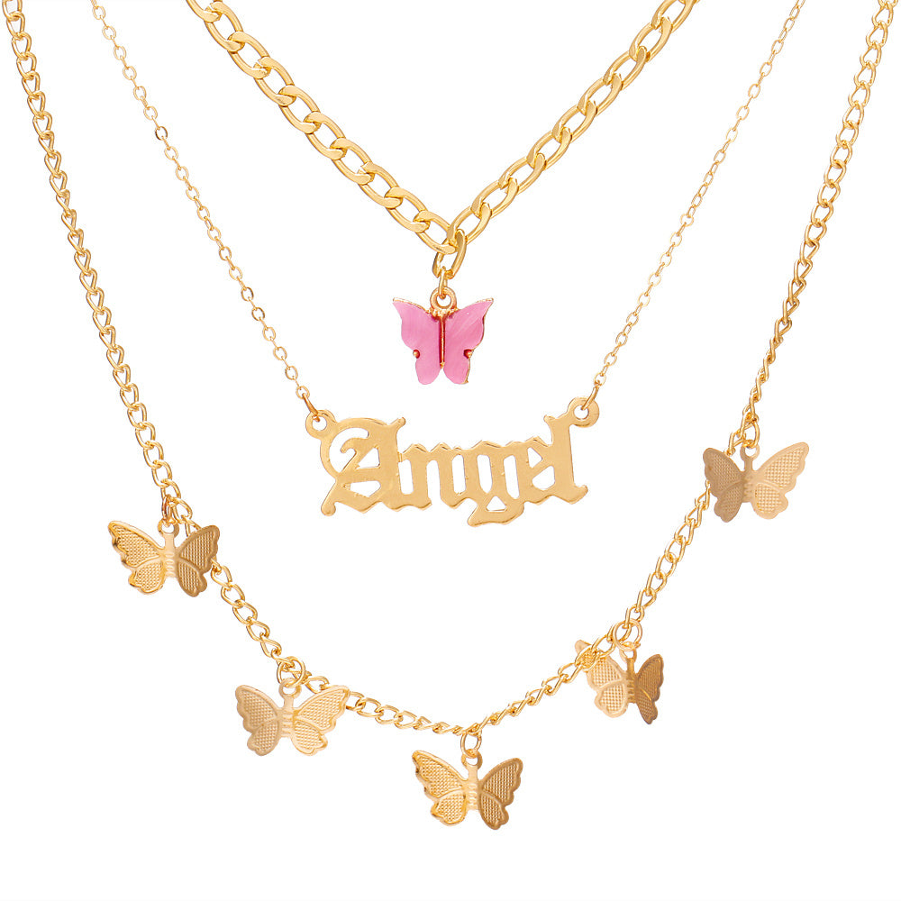 Letter & Butterfly Charm Necklace