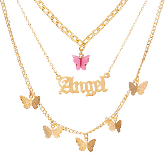 Letter & Butterfly Charm Necklace