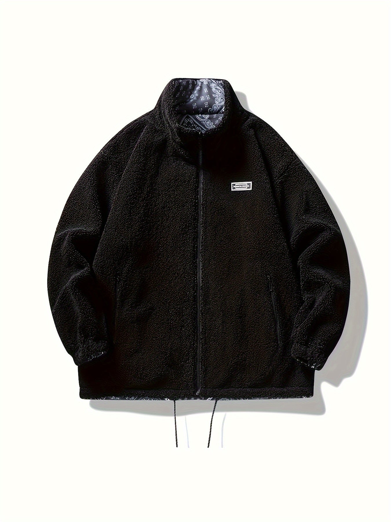 Men's Thick Warm Lamb Plush Jacket Zipper Stand Collar Fall Winter
