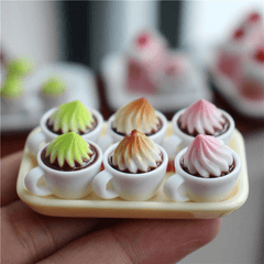 3pcs Cappuccino Cups Set Dollhouse Decor Realistic Coffee Shop Accessories
