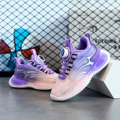 Girls Luminous Sneakers with Rotating Button - Lightweight Anti Slip Sneakers
