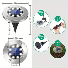 8LED Solar In Ground Lights for Lawns Yards Decks Walkways