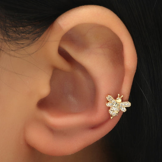 Bee Zircon Ear Cuff Copper 18K Plated Casual
