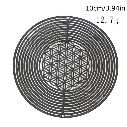 Metal Flower Life Wind Spinner Hanging Chakra Meditation Garden Decor
