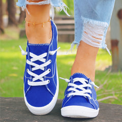 Women's Flat Canvas Shoes Lightweight Lace-up Casual Low Top Walking Shoes