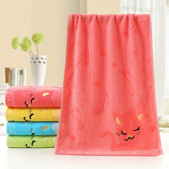 Cat Pattern Small Towel Bamboo Fiber Soft Absorbent Towel 9.84x19.69in