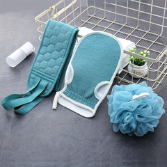 3pcs Bath Set Exfoliating Ball Glove Towel Back Scrubber for Spa Massage