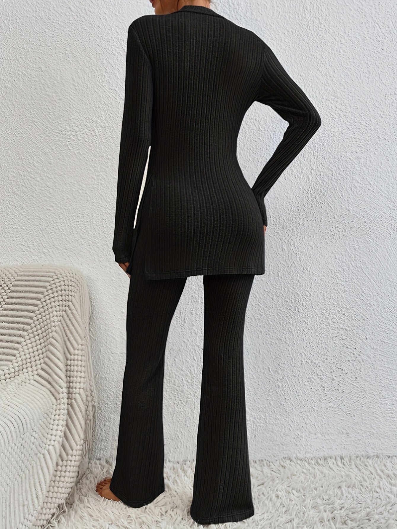 Ribbed Lounge Set Top & Pants Women's Loungewear