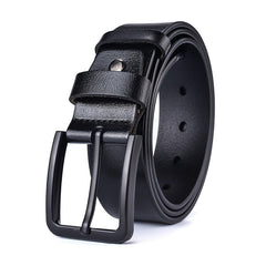 Men's Leather Belt Pin Buckle Cowhide Casual Leather Belt Retro Pants Belt
